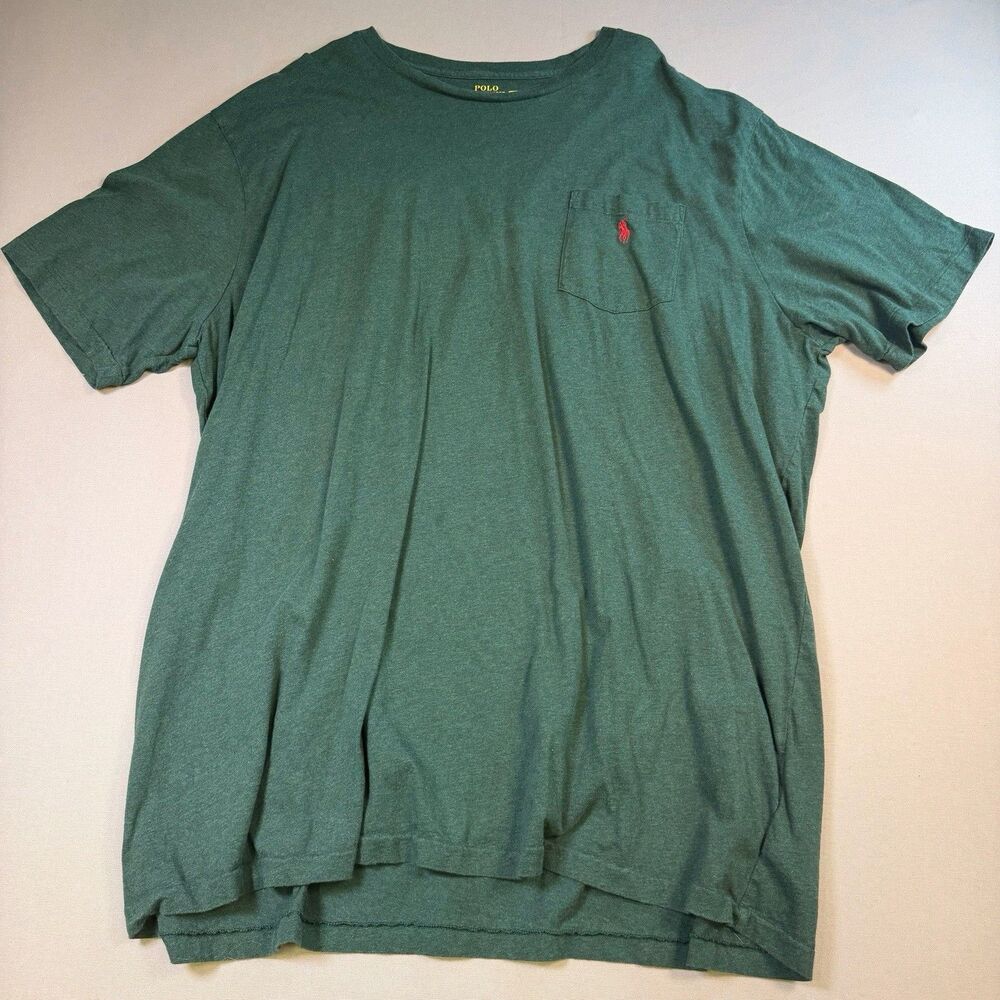 Polo R. Lauren & Co. T Shirt 4XLT 4XL Tall Green Pocket Top Tee Red Pony